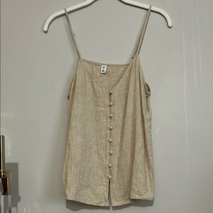 BP. XS Linen blend Cream Tan Buttoned Camisole Summer tank blouse cruise resort